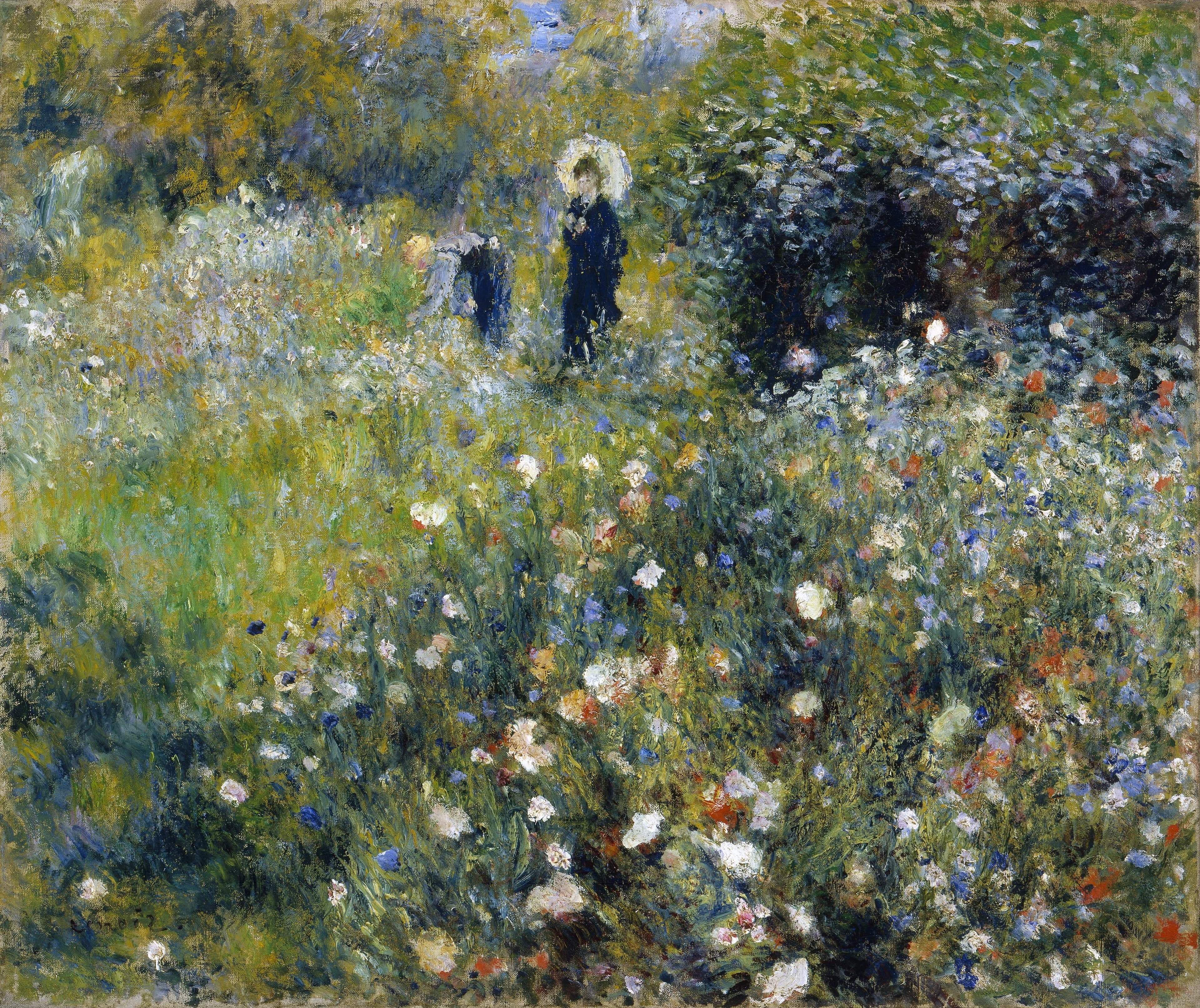 Woman With A Parasol In A Garden Pierre Auguste Renoir